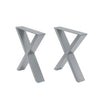 Pair Grey Metal Furniture Legs Powered Coated Steel Feet Table Bench Chair Stand
