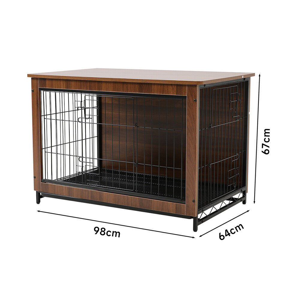 XL Wooden Puppy Cage Furniture Style Dog Crate End Table Pet Kennel House w/Door