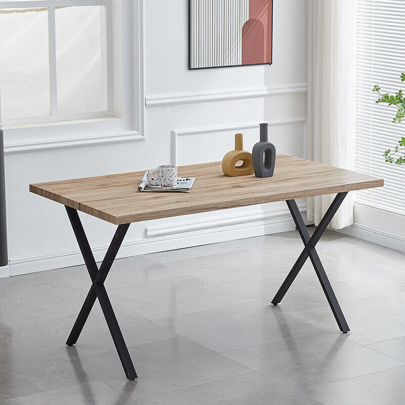 Modern Wood Dining Table Kitchen Dining RoomTable with X/U Shaped Metal Legs