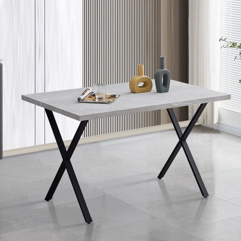 Modern Wood Dining Table Kitchen Dining RoomTable with X/U Shaped Metal Legs