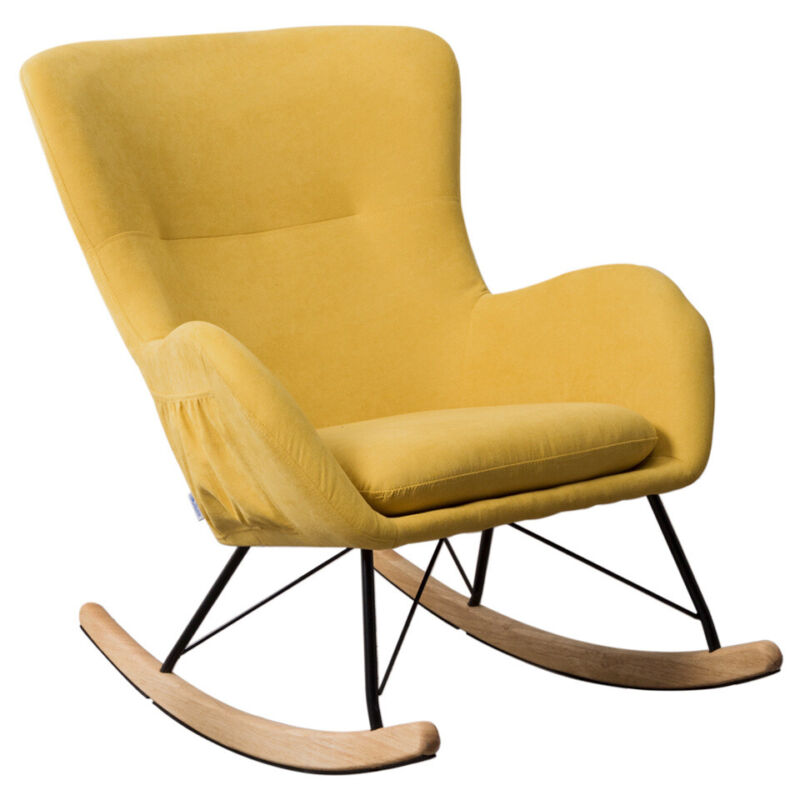 Wing Back Armchair Rocking Chairs Upholstered Recliner Fireside Single Sofa Home