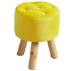 Luxury Padded Wooden Footstool Ottoman Square/Round Pouffe Stool Wood 4 Legs UK