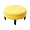 Velvet Padded Coffee Table Round Stool Wooden Leg Round Pouffe Seat Footstool