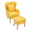Linen Fabric Leisure Chairs Shell Wingback Sofa Recliner Armchair With Footstool