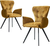 2PC Modern Dining Ergnomic Arm Chairs with Metal Leg Kitchen Living Room