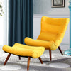 Upholstered Lounge Fabric Chair Sofa Velvet Armchair with Footstool Living Room