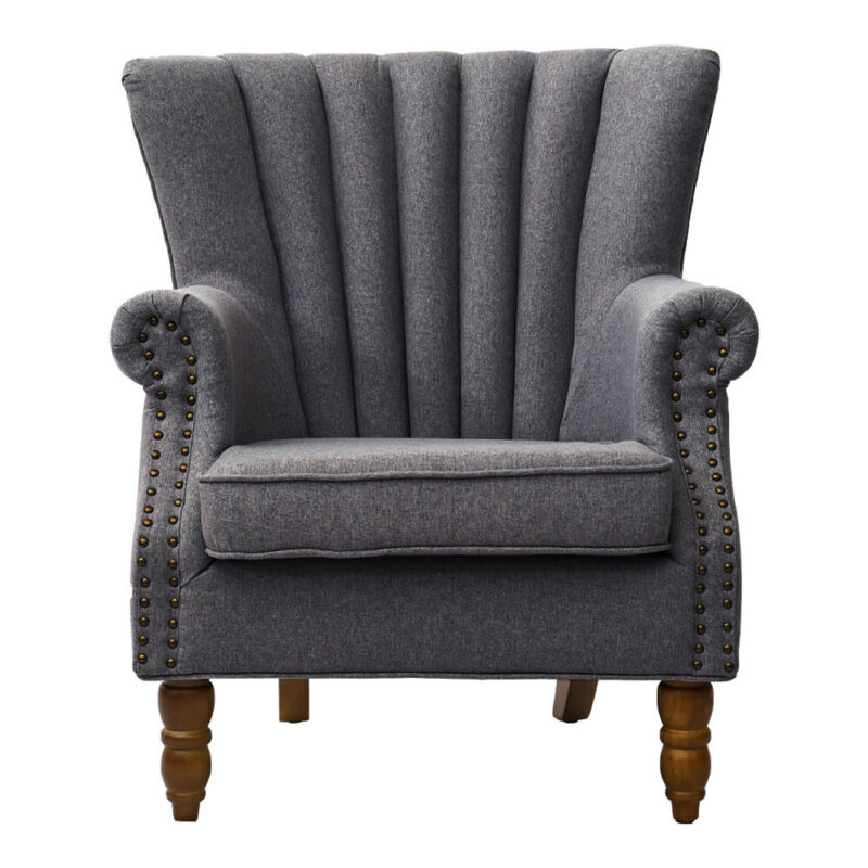 Chesterfield Wing Back Armchair Button Fabric Upholstered Lounge Tub Sofa Chair