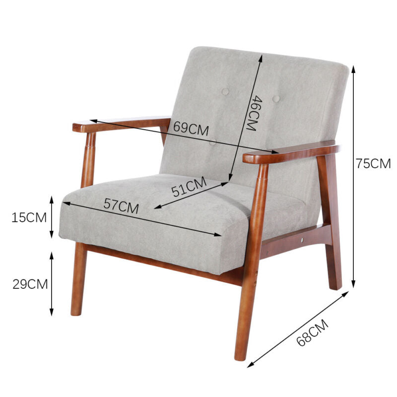 Retro Wooden Armchair Accent Chair 1/2 Seater Sofa Settee Couch Living Room