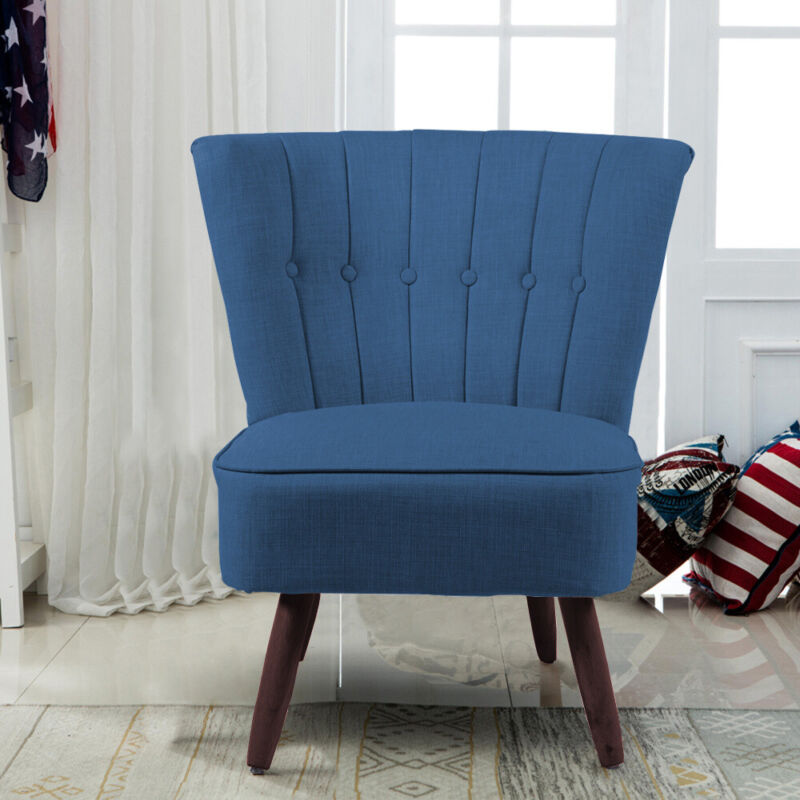 Chesterfield Wing Back Armchair Button Fabric Upholstered Lounge Tub Sofa Chair