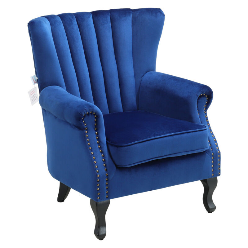 Chesterfield Wing Back Armchair Button Fabric Upholstered Lounge Tub Sofa Chair