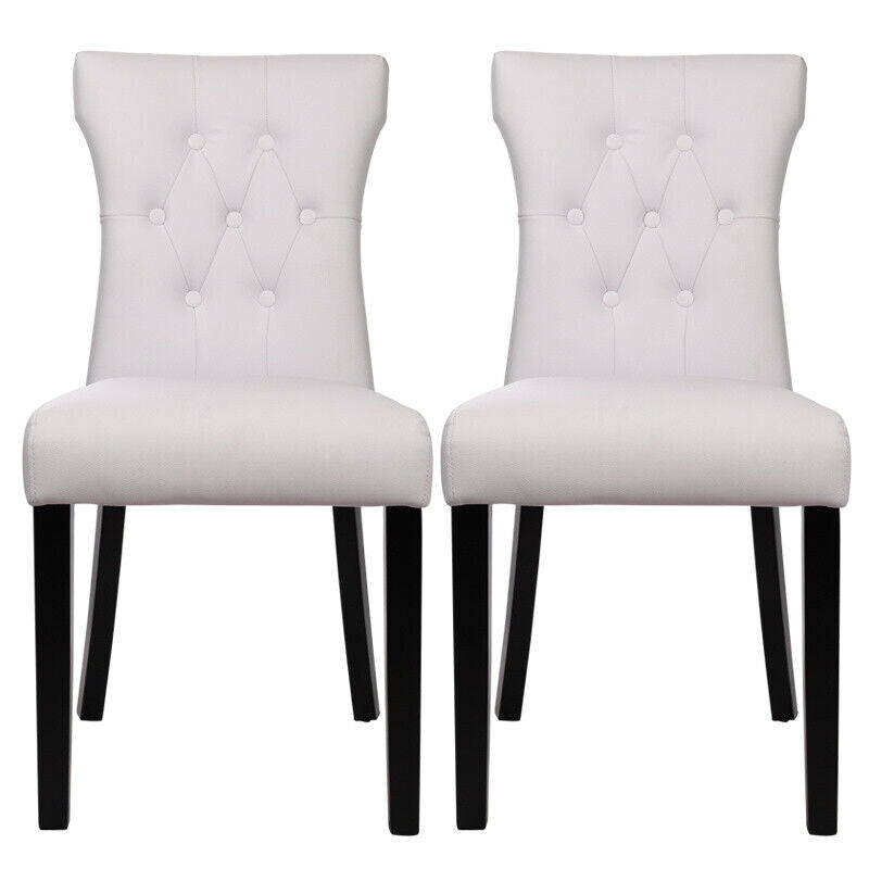 2/4Pcs Upholstered Dining Chair High Back Padded Seat with Door Knocker Kitchen
