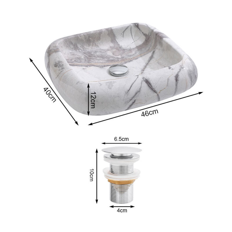 MULTI SHAPE BATHROOM CLOAKROOM COUNTERTOP CERAMIC BASIN SINK & POP UP WASTE SETS