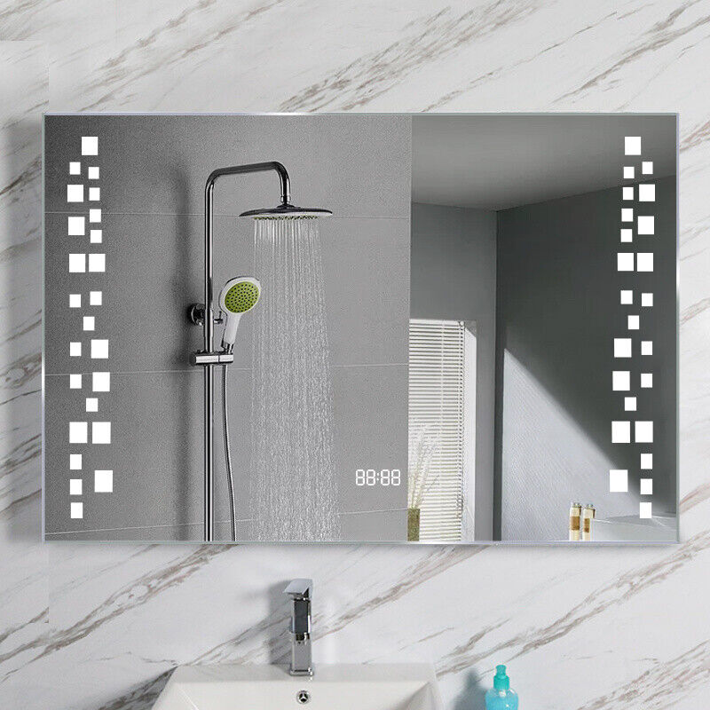 Bathroom Storage Mirror Cabinet Shelf White LED Wall Mirror with Demister Pad UK