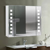 Bathroom Storage Mirror Cabinet Shelf White LED Wall Mirror with Demister Pad UK