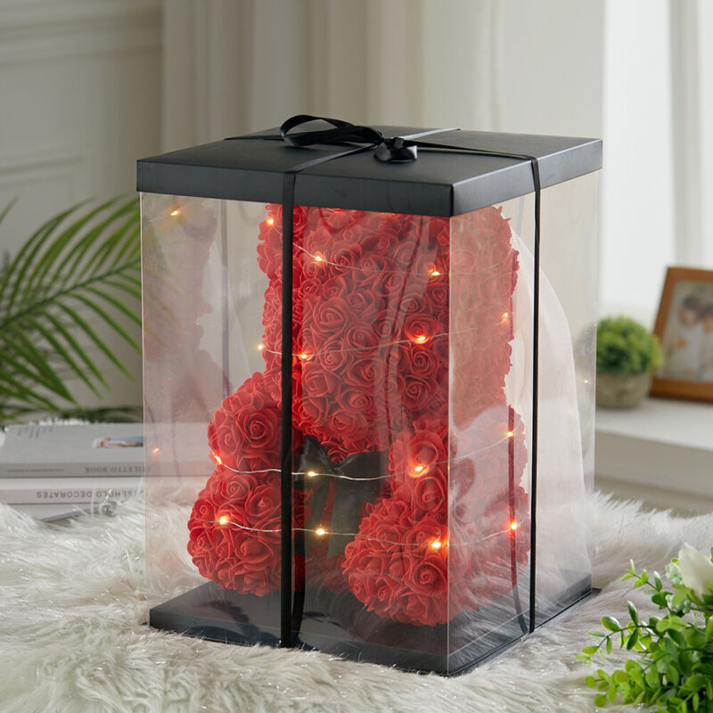 LED FOAM ROSE BEAR ARTIFICIAL FLOWER ROSE TEDDY BEAR DOLL FADDISH LOVE GIFT BOX