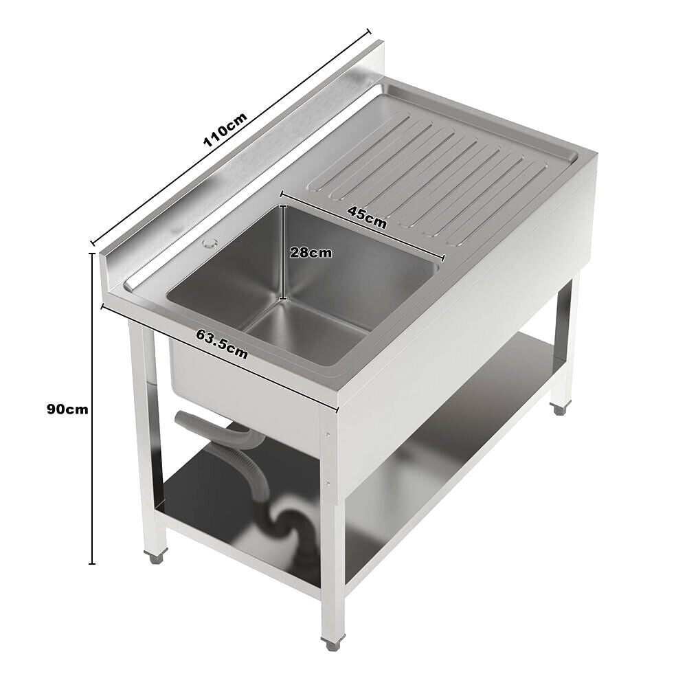 Stainless Steel Commercial Kitchen Sink Catering Sink Single Double Bowl Drainer