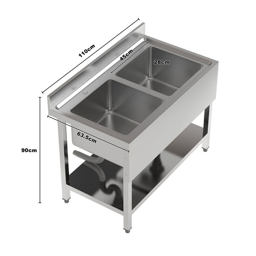 Stainless Steel Commercial Kitchen Sink Catering Sink Single Double Bowl Drainer
