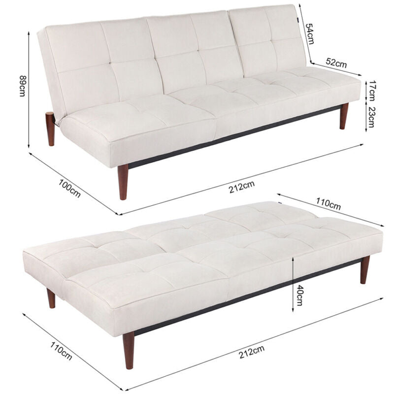 Upholstered 3 Seater Small Sofa Bed Settee Couch Recliner Sofabed Sleeper Beds