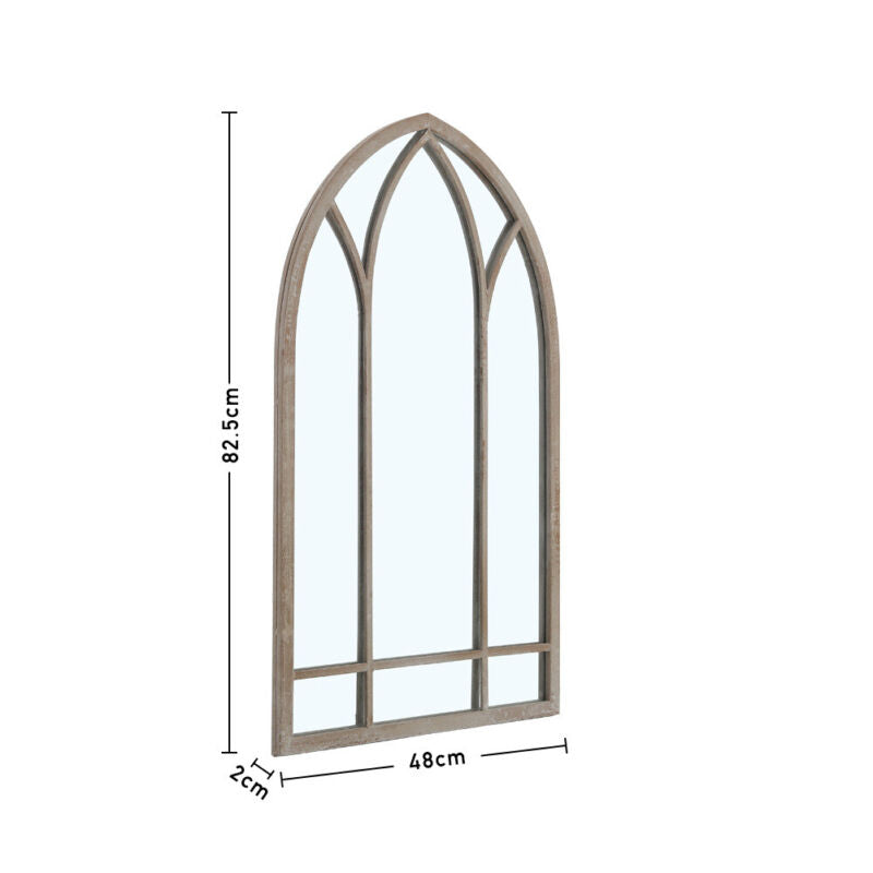 Garden Arched Mirror Gothic Rustic Wood/Metal Frame Wall Mount Outdoor Home Deco