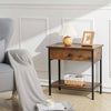 Narrow Side Table 2-Tier Console Desk with Drawer Wood Nightstand Open Shelf UK