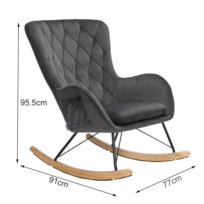 Rocking Chair Padded Seat Rocking Rocker Lounge Leisure Chair w/Wood Curved Legs