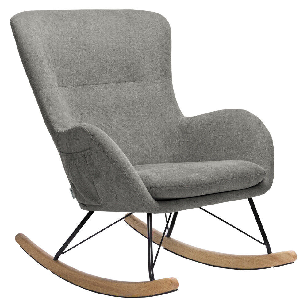 Fabric Padded Rocking Chair Comfy Relaxing Rocker Lounge Armchair Home Furniture