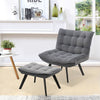 Upholstered Velvet Tufted Accent Chair Tub Armchair Lounge Sleep Sofa With Stool