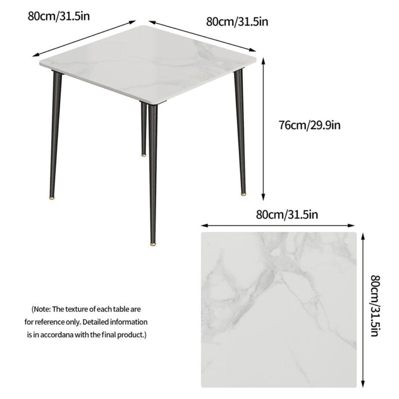 Industrial Dining Table Marble Effect Top Kitchen Eating Table 4 Seater Home
