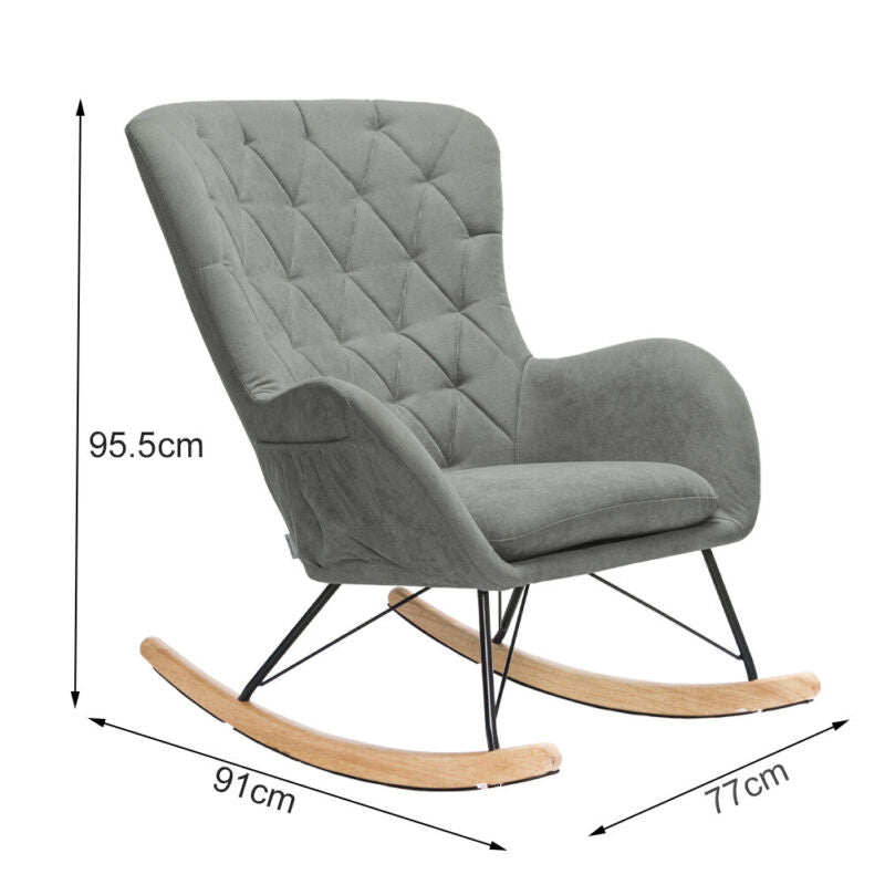 Rocking Chair Padded Seat Rocking Rocker Lounge Leisure Chair w/Wood Curved Legs