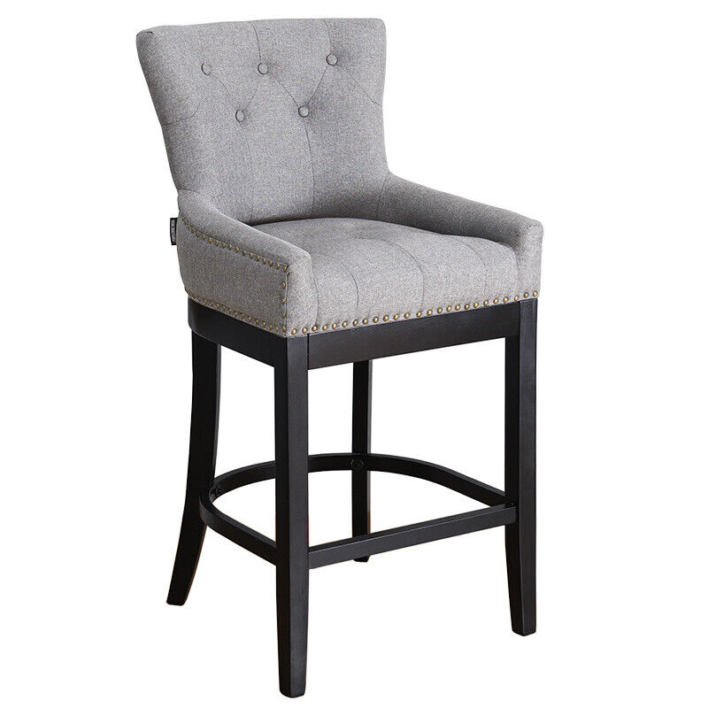 1/2pcs Button Quilted Backrest Barstool Fabric Velvet Padded Dining Chair Lounge