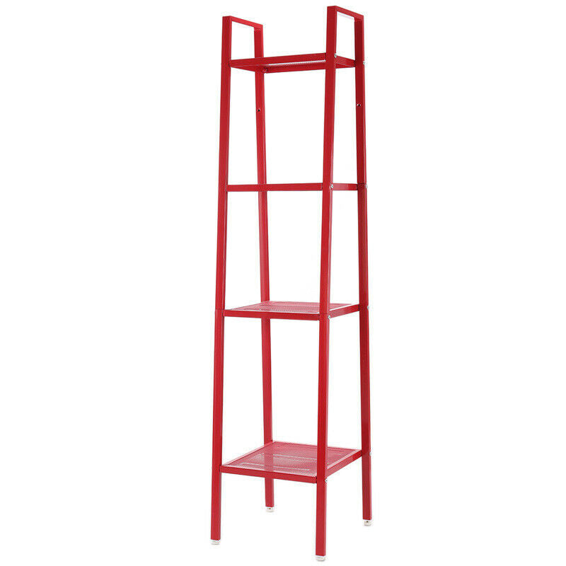 4 Tier Metal Ladder Storage Shelf Display Stand Organiser Corner Shelving Unit