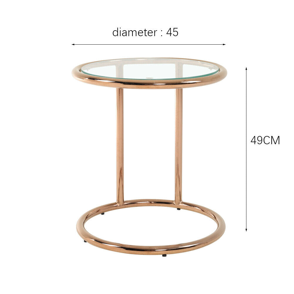 Round Tempered Glass Coffee Table Sofa Side End Table Living Room Home Furniture