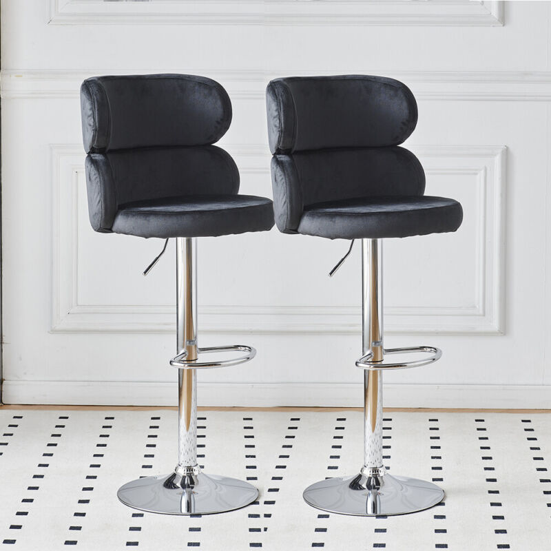 Set of 2/4/6 Velvet Bar Stools for Breakfast Kitchen Comtemporary Barstool Chair