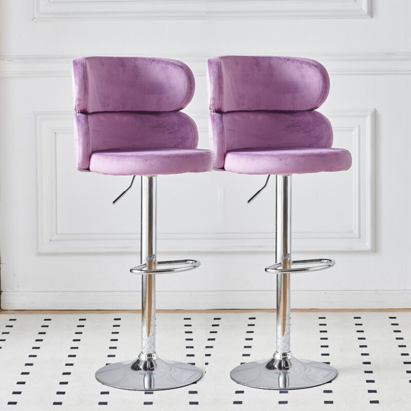 Set of 2/4/6 Velvet Bar Stools for Breakfast Kitchen Comtemporary Barstool Chair