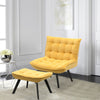 Upholstered Velvet Tufted Accent Chair Tub Armchair Lounge Sleep Sofa With Stool