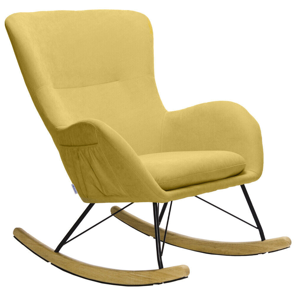 Fabric Padded Rocking Chair Comfy Relaxing Rocker Lounge Armchair Home Furniture