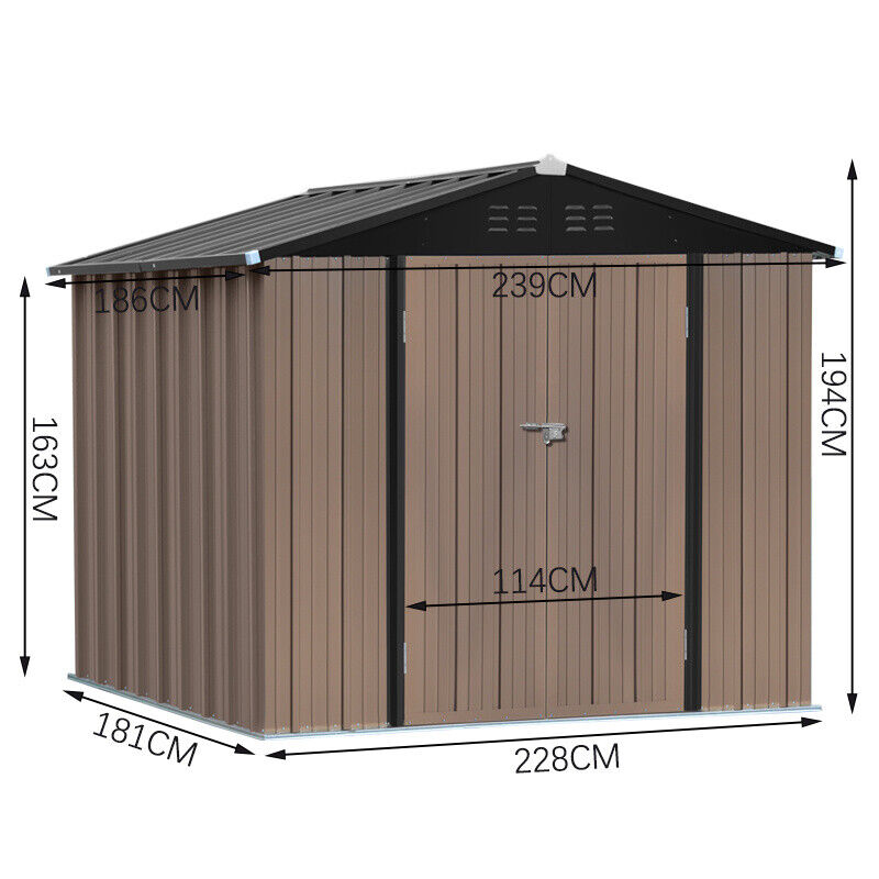 Garden Shed Storage Large Yard Store Door Steel Roof Building Tool Box Container