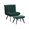 Upholstered Velvet Tufted Accent Chair Tub Armchair Lounge Sleep Sofa With Stool