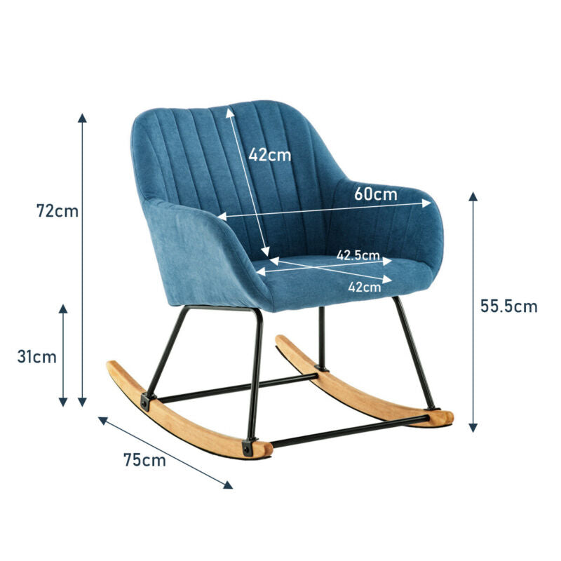 Rocking Chair Padded Seat Rocking Rocker Lounge Leisure Chair w/Wood Curved Legs