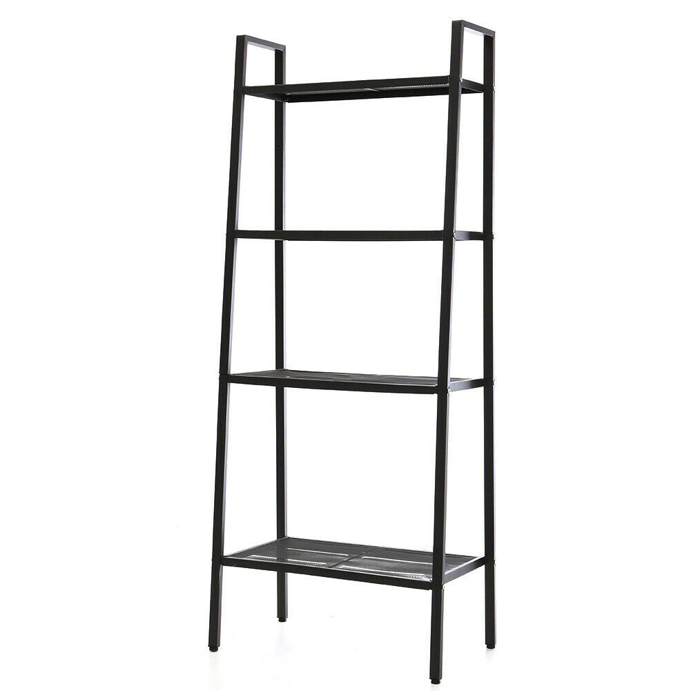 4 Tier Metal Ladder Storage Shelf Display Stand Organiser Corner Shelving Unit