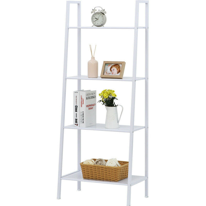 4 Tier Metal Ladder Storage Shelf Display Stand Organiser Corner Shelving Unit