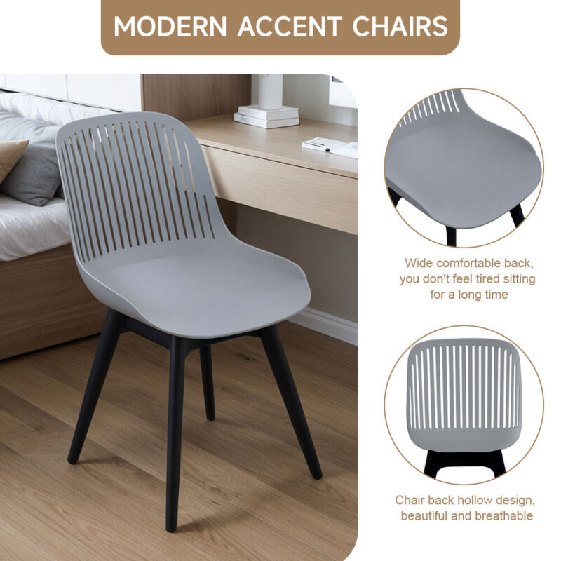 4x Plastic Chairs Dining Living Rooom Kitchen Office Lounge Seat Breathable Back