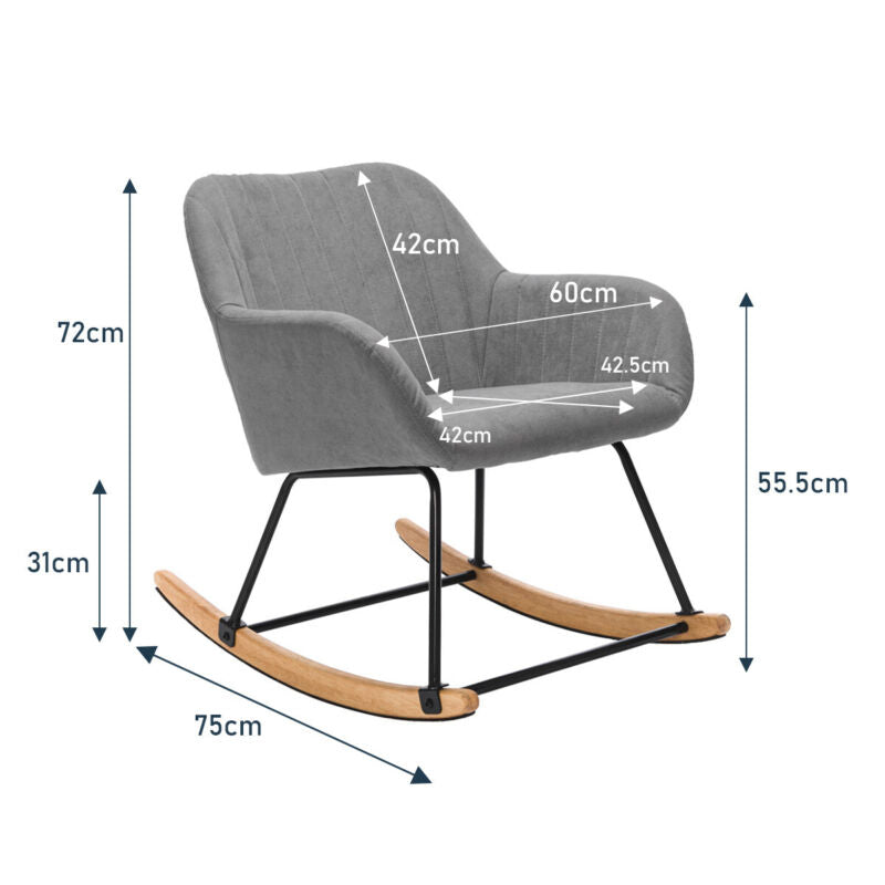 Rocking Chair Padded Seat Rocking Rocker Lounge Leisure Chair w/Wood Curved Legs