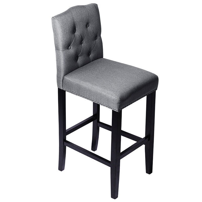 1/2pcs Button Quilted Backrest Barstool Fabric Velvet Padded Dining Chair Lounge