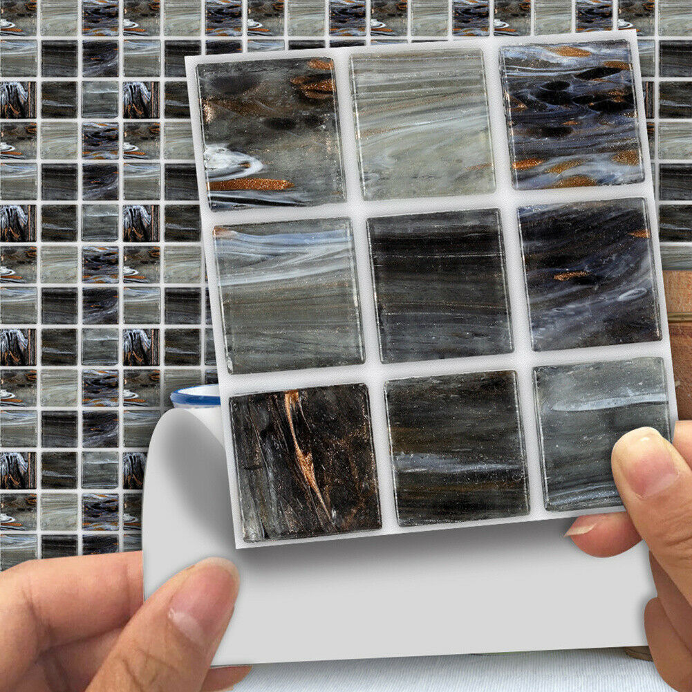 18/90pcs Kitchen Bathroom Mosaic Tile Stickers Self-Adhesive Waterproof Decal