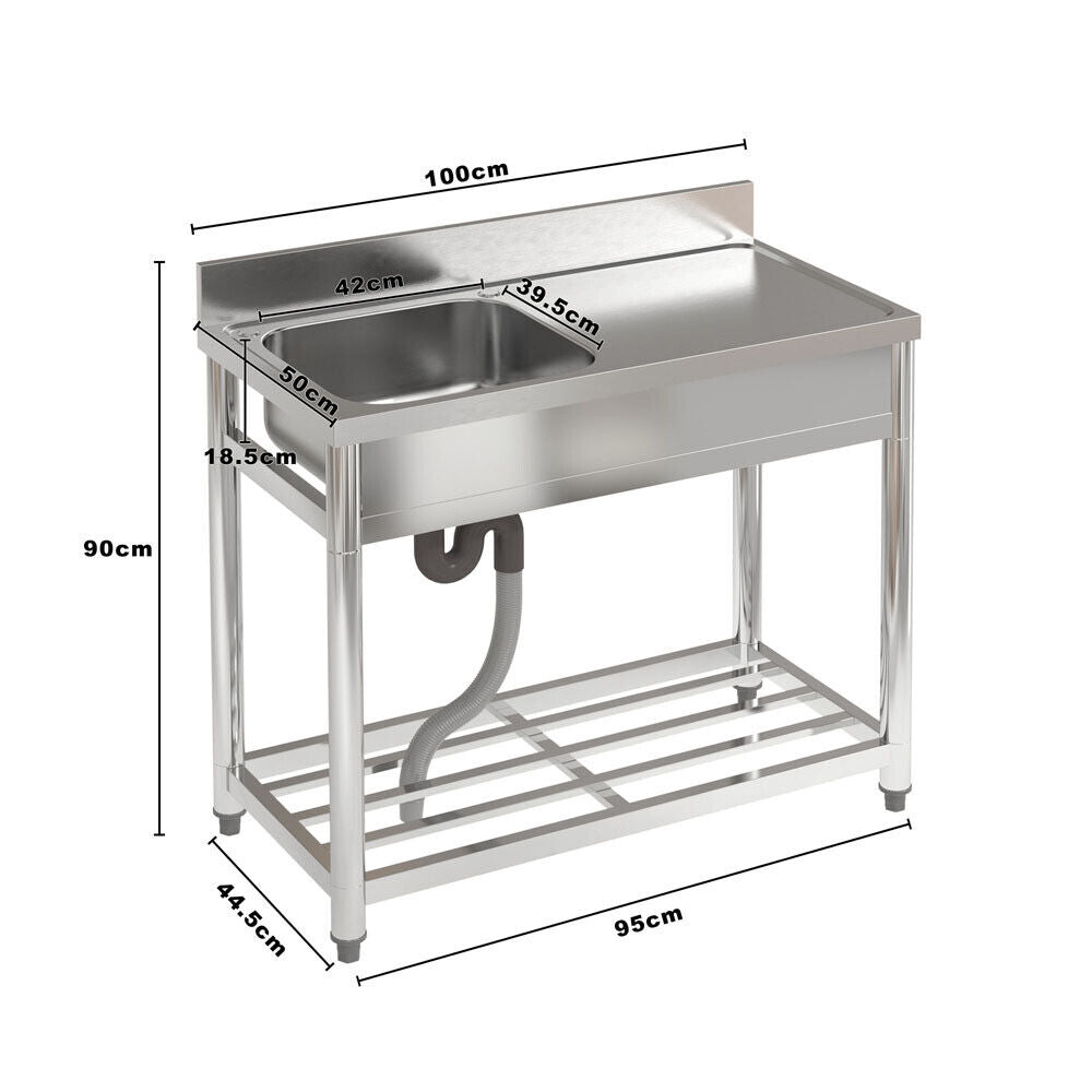 Commercial Single Bowl Catering Sink Stainless Steel Kitchen Stand Wash Unit