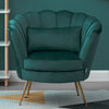 Velvet Oyster Scallop Shell Tub Chair Seat Armchair Wing Back Sofa Cafe Bedroom