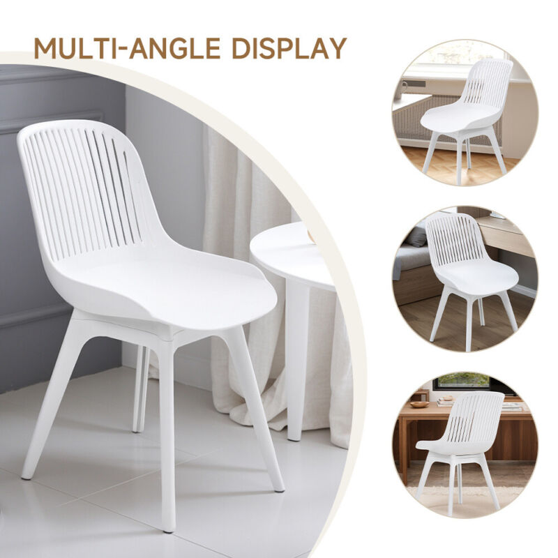 4x Plastic Chairs Dining Living Rooom Kitchen Office Lounge Seat Breathable Back