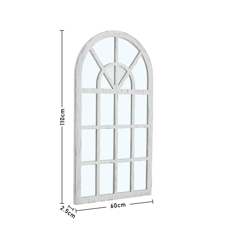 Rustic Look Window Style Home Garden Arched Wall Mirror In/Outdoor Patio Decor