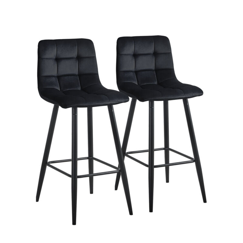 2X Bar Stools PU/ Velvet/ Fabric Breakfast Stool Chairs Kitchen Pub Grey Brown